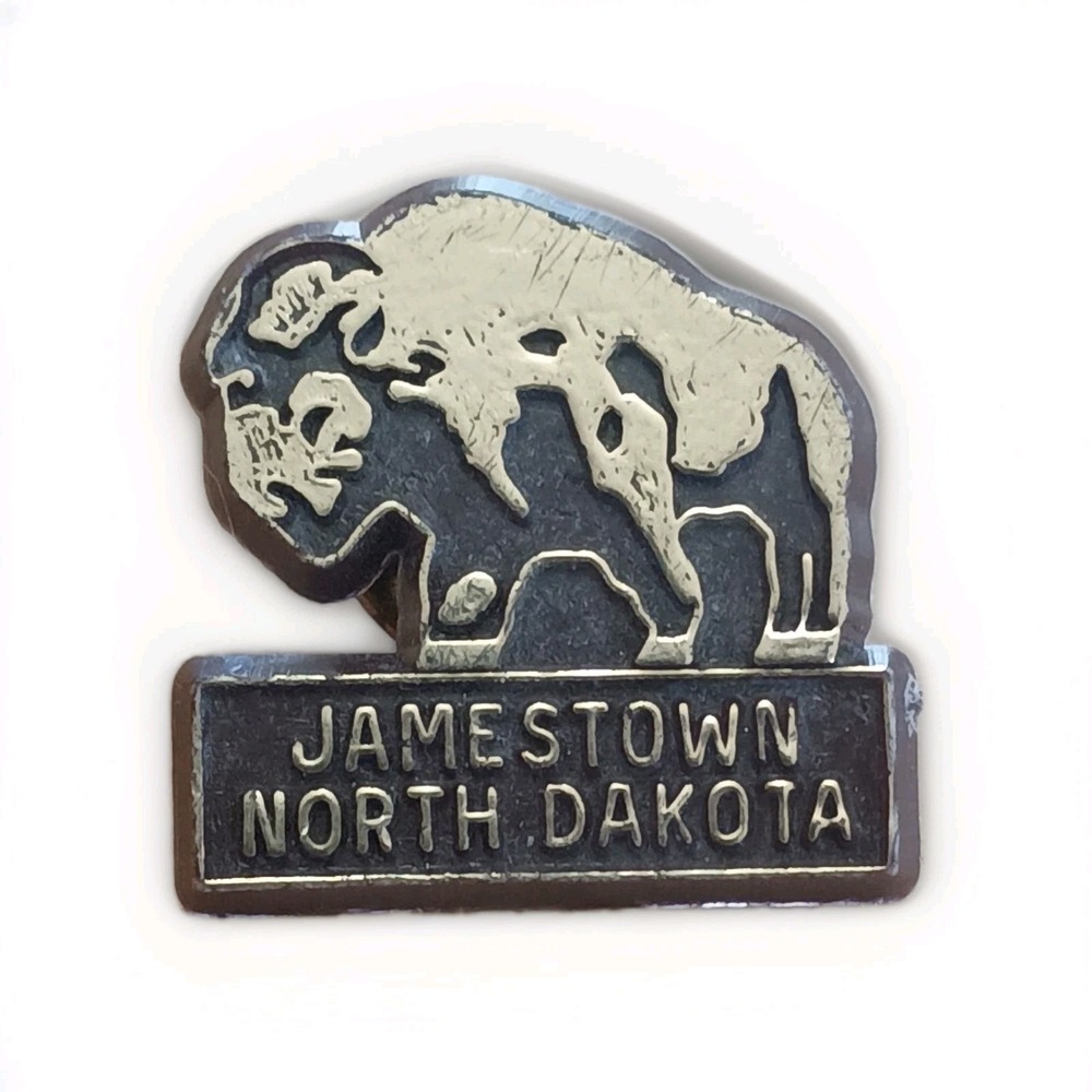 Jamestown North Dakota Bison Buffalo Plastic Hat Lapel Pin Pinback Tie Tac